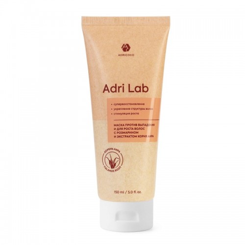 Маска Adri Lab против выпадения и для роста волос с розмарином и экстрактом корня аира, 150 мл.