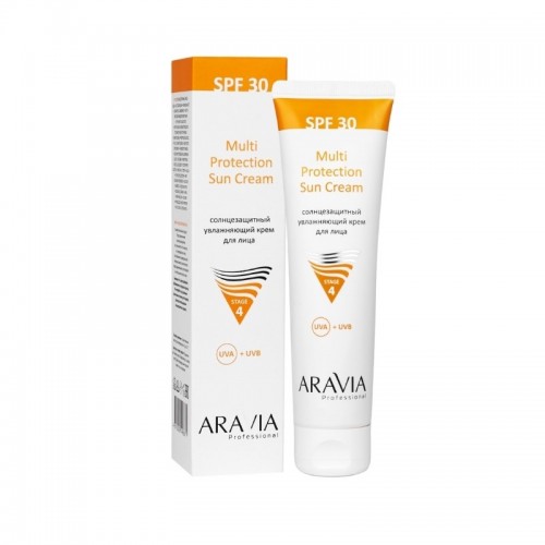 ARAVIA Солнцезащитный увлажняющий крем для лица Multi Protection Sun Cream SPF 30, 100 мл, Профессиональная солнцезащита, ARAVIA