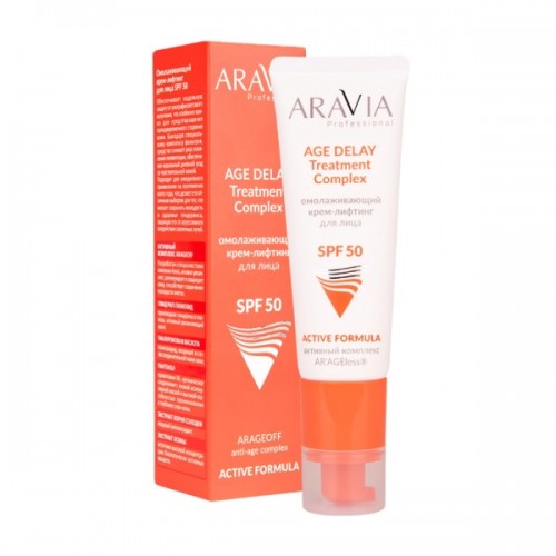 Aravia Омолаживающий крем-лифтинг для лица SPF AGE DELAY TREATMENT COMPLEX SPF 50, 50 мл
