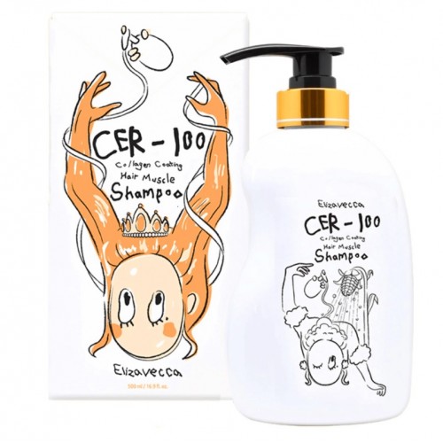 Collagen Coating Hair Muscle Shampoo / Шампунь для волос с коллагеном CER-100, 500 мл.,, ELIZAVECCA