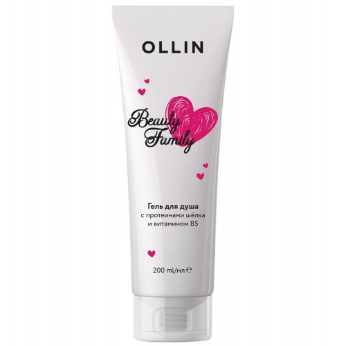 OLLIN BEAUTY FAMILY Гель для душа с протеинами шёлка и витамином В5, 200 мл
