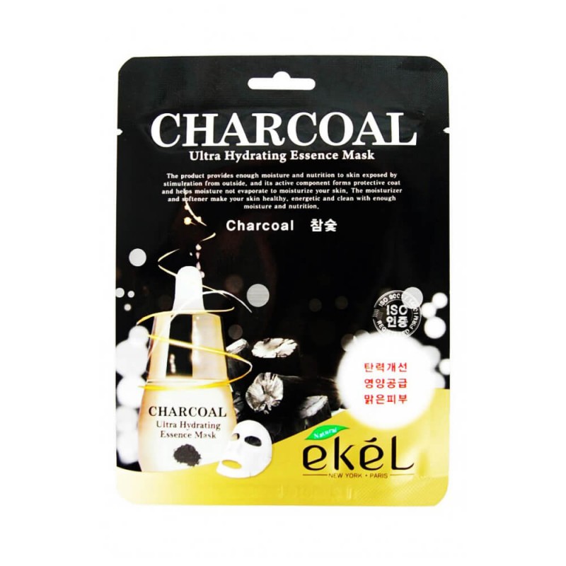 Ekel Charcoal Ultra Hydrating Essence Mask / Маска тканевая с древестным углем, 25 гр