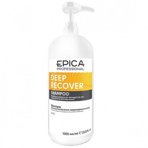 EPICA Deep Recover / Шампунь для восстановления поврежденных волос с маслом сладкого миндаля и экстрактом ламинарии, 1000 мл